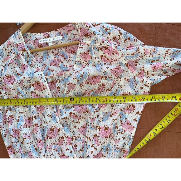 Veronica‎ Beard Sean White multi color floral silk ruched dress size 4 - Picture 8 of 10